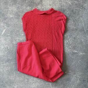 Vintage Bleyle Sweater Vest Skirt Culottes Set Womens 10 Knit Mod 70s Japan USA